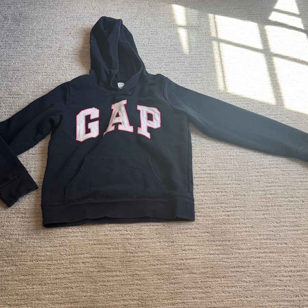GAP Navy Hoodie with Pink Lettering
